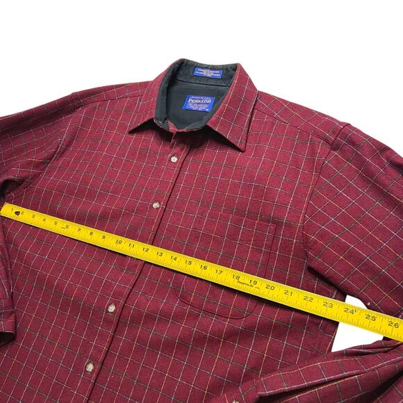 Vintage Pendleton Lodge Shirt Red Plaid 100% Virgin Wool Men’s Large western - Picture 6 of 11